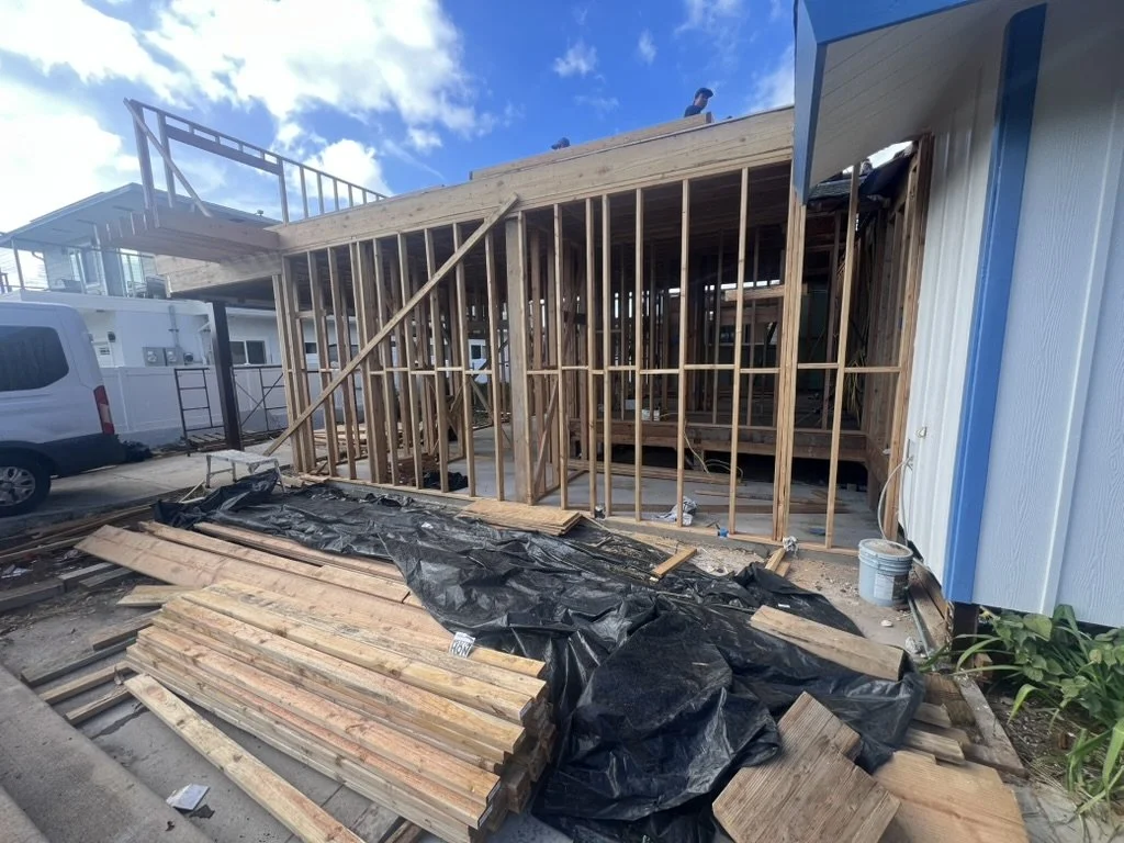 Framing underway at Honolulu home renovation and ADU